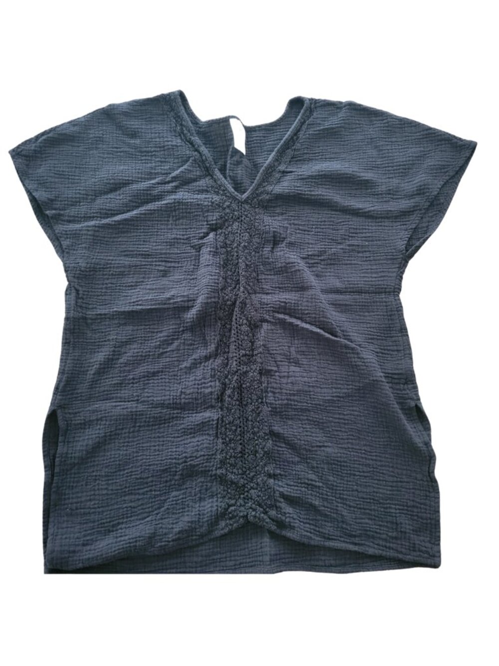 KONA SOL black cotton gauze V-Neck Swim Suit Cover Up